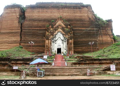 Old brick buddhist stupa in Mingun, Myanmar