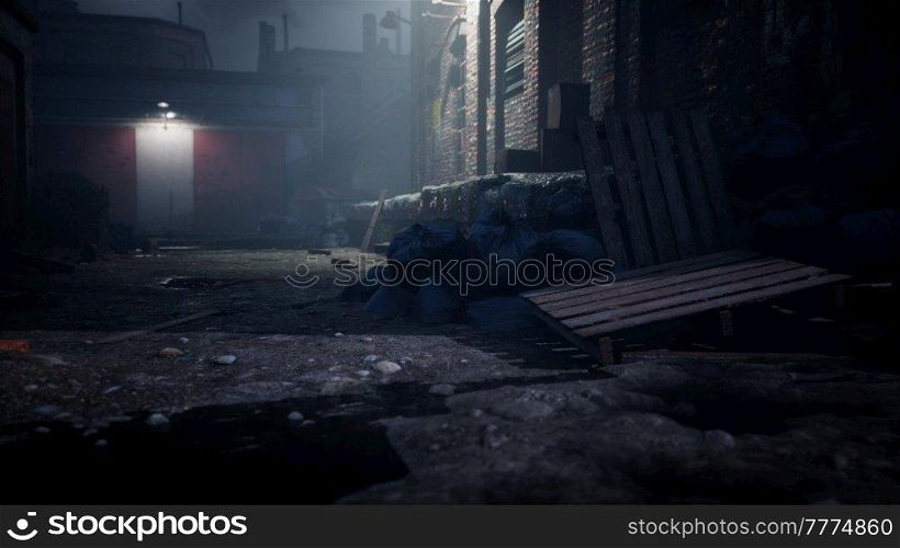 old brick factory at night