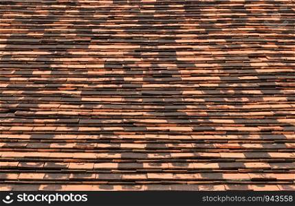 Old brick roof tiles background