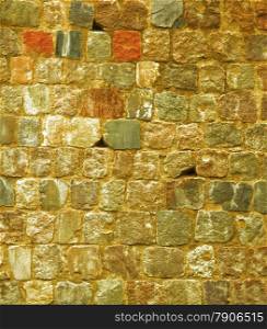 Old brick stone wall texture pattern grunge brown background
