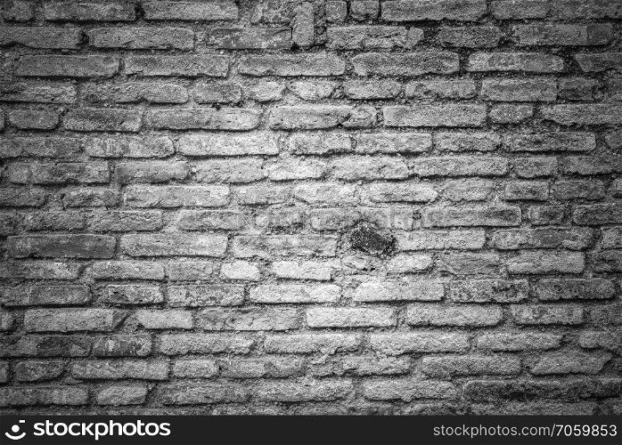 old brick wall in monotone color, vintage filter image