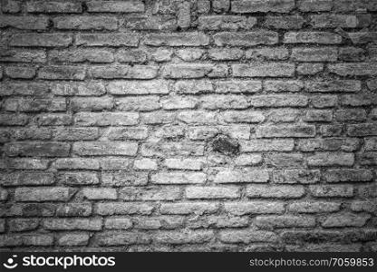 old brick wall in monotone color, vintage filter image
