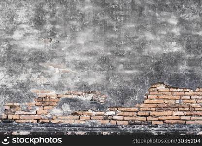 Old bricks pattern and cracked concrete wall for abstract background.. Old bricks pattern and cracked concrete wall for abstract backgr
