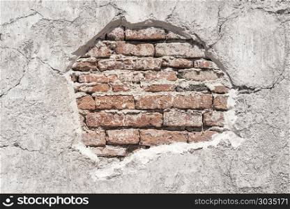 Old bricks pattern on grunge cracked concrete wall. Abstract background.. Old bricks pattern on grunge cracked concrete wall. Abstract bac