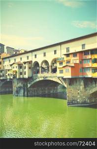 Old bridge in Florence, Italy. Retro style filtred image