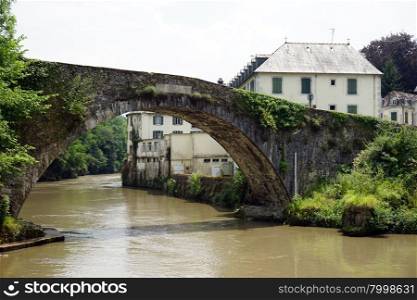 Old bridge in Lestelle-Betharram, France