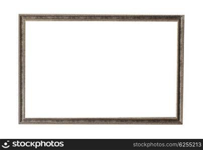 Old bronze artwork frame isolated on white background, antique decoration, vintage framework, fashionable interior detail