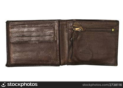 Old Brown wallet isolated on white background
