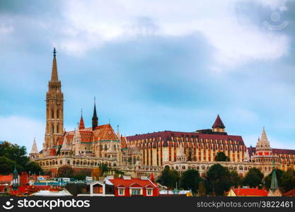 Old Budapest with St. Matthias church in the evening