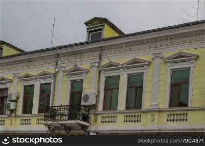 Old building facade with ornament in Ruse town
