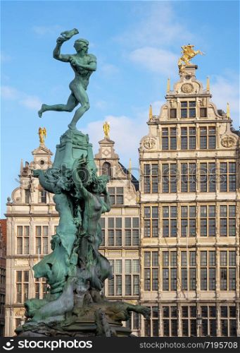 Old buildings around the Grote Market, one of the famous places in Antwerp, Belgium