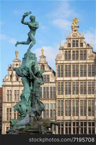 Old buildings around the Grote Market, one of the famous places in Antwerp, Belgium