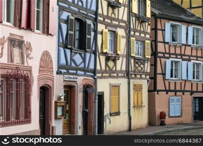 Old buildings in the historic Little Venice area of the old town of Colmar in the Alsace region of northeast France.