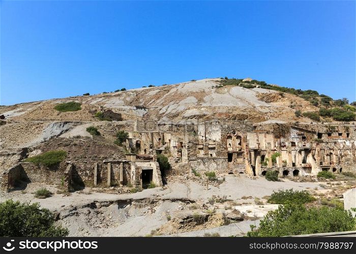 Old buildings of an abandoned mine in Sardinia, Guspini, Montevecchio