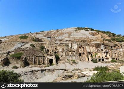 Old buildings of an abandoned mine in Sardinia, Guspini, Montevecchio