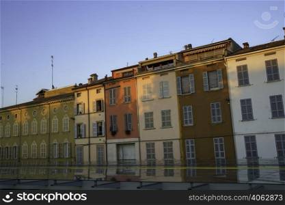 Old buildings of Parma, Emilia-Romagna, Italy, at evening