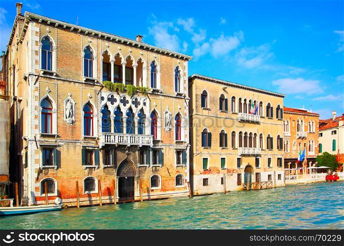 Old buildings on Grand Canal in Venice, italy
