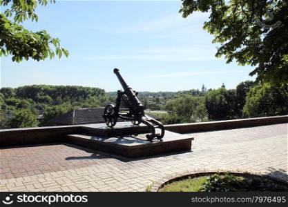 old cannon in the park of Chernihiv. old cannon standing in central park of Chernihiv