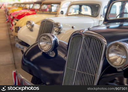 Old Car Museum Headlight lamp of vintage cars