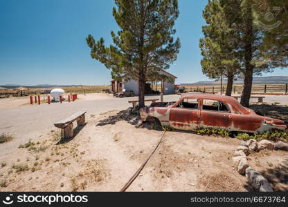 Old car near historic route 66 in California. Old car near historic route 66 in California, USA