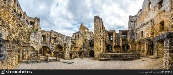 Old castle ruins, ancient stone building, Europe, panorama. Traditional european architecture, famous places for tourism. Old castle ruins, ancient stone building, panorama