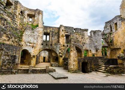 Old castle ruins, ancient stone building, european architecture, medieval town, famous places for tourism and travel
