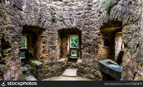 Old castle ruins, ancient stone house. Traditional european architecture, famous places for tourism and travel
