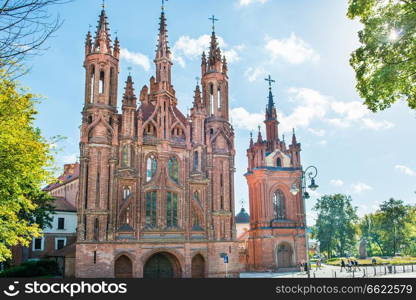 Old cathedral from red bricks - church of St. Anne in Vilnius, Lithuania