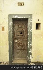 Old cell door in Kilmainham Gaol in Dublin, Ireland