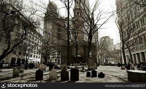 Old cemetery in New York City, USA.