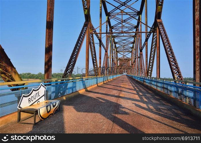 Old Chain of Rocks bridge on the Mississippi river, Granite City Illinois.