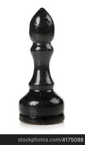 old chess bishop cut out from white background