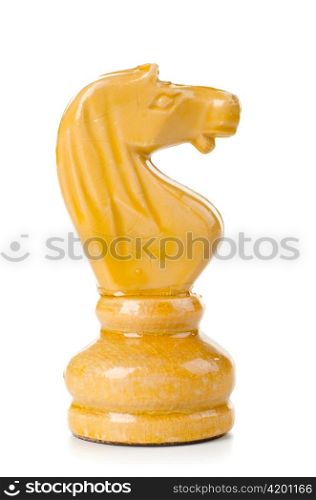 old chess knight cut out from white background