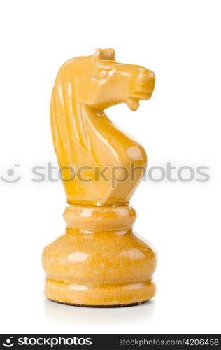 old chess knight cut out from white background