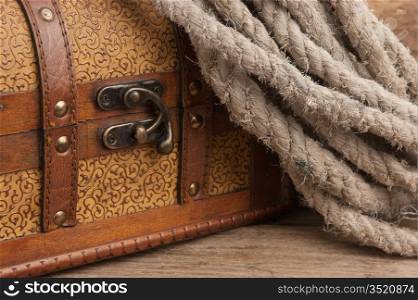 old chest and rope, still life