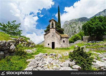 Old church inside Stari Grad, Kotor, Montenegro