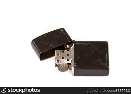 Old Cigarette lighter isolated on white background closeup