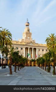 Old city hall of the city of Cadiz, Spain. City hall of Cadiz, Spain