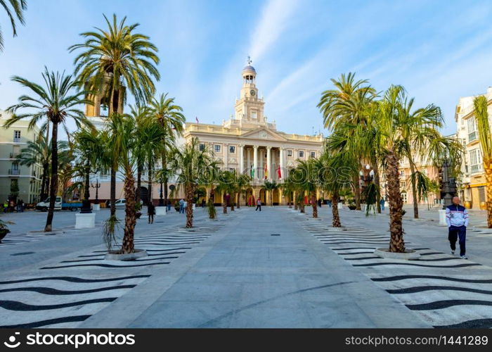 Old city hall of the city of Cadiz, Spain. City hall of Cadiz, Spain