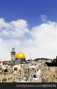 Old city of the Jerusalem with dome of the rock. Israel