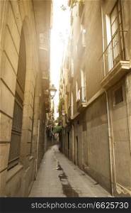 old city streets of Barcelona. Spain. Europe.