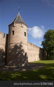 old city wall and tower in the medieval centre of Amersfoort