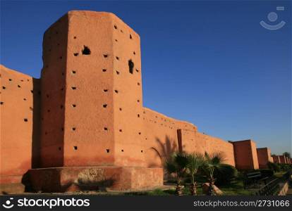 Old city wall in Marrakech
