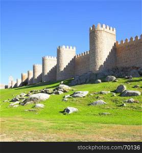 Old city walls of Avila, Spain