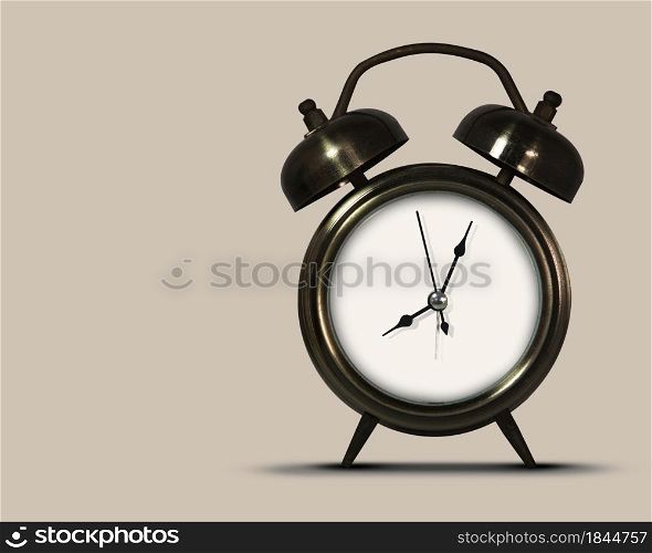 Old clock isolated on a brown background