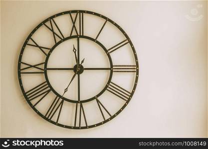 Old Clock made of wrought iron wall to use as decoration.