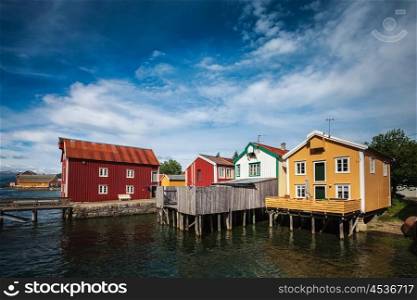 Old colored houses in Mosjoen Norway