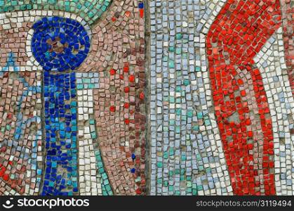 Old colorful mosaic wall texture