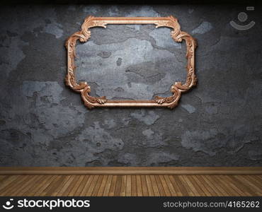 old concrete wall and frame made in 3D graphics