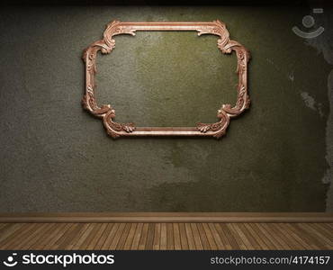 old concrete wall and frame made in 3D graphics